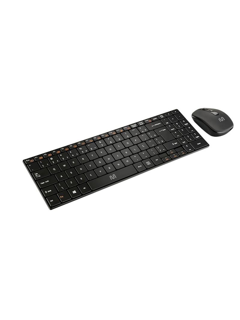 Kit teclado e mouse sem fio slim multi conexão usb preto - tc202
