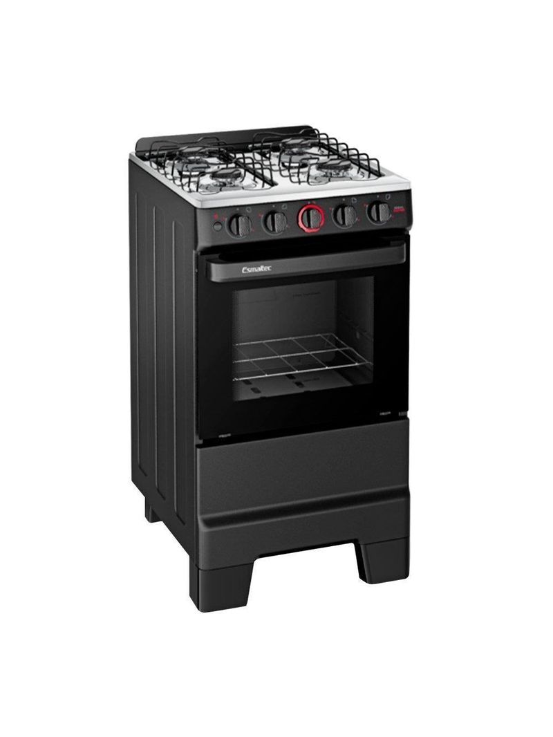 Fogão 4 Bocas Esmaltec Ideal Super F4IAP4121 Acendimento Automático Preto Bivolt