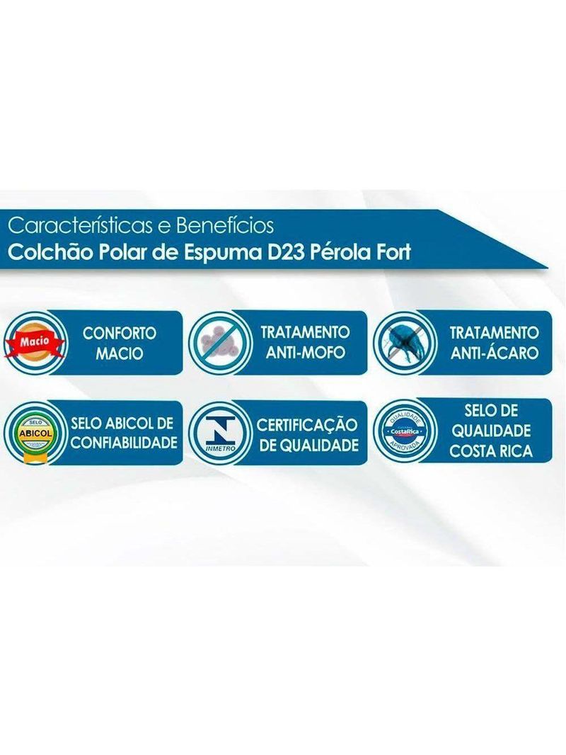 Colchão Casal Espuma D23 Pérola (138x188x12) -
