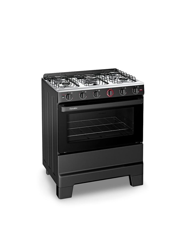 Fogão 5 Bocas Esmaltec Ideal Super Mesa Em Aço Inox Acendimento Automático Preto Bivolt F5IAB5121