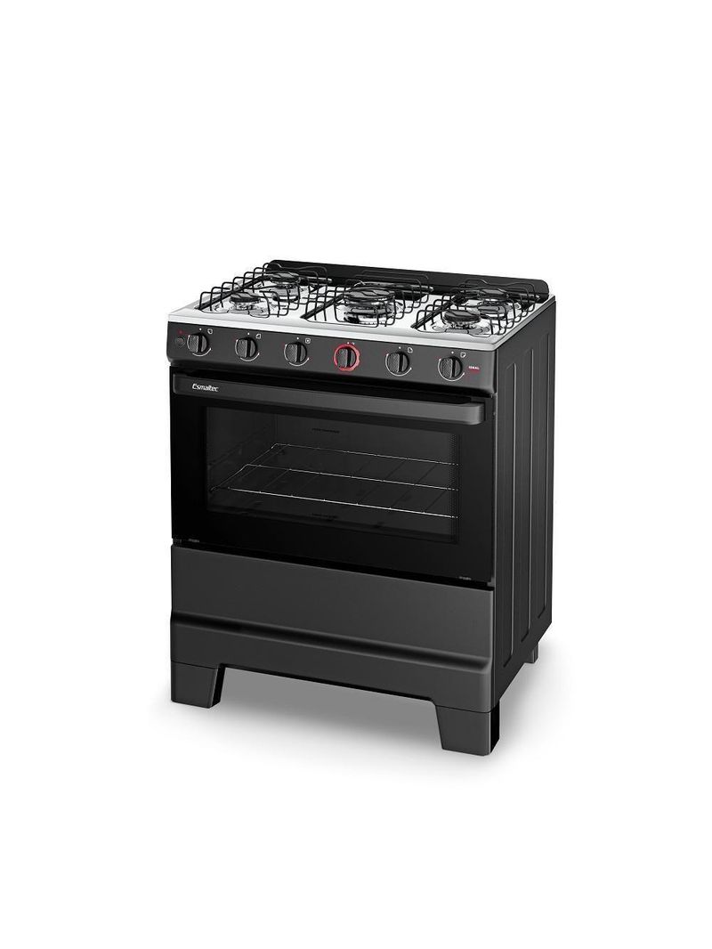 Fogão 5 Bocas Esmaltec Ideal Super Mesa Em Aço Inox Acendimento Automático Preto Bivolt F5IAB5121