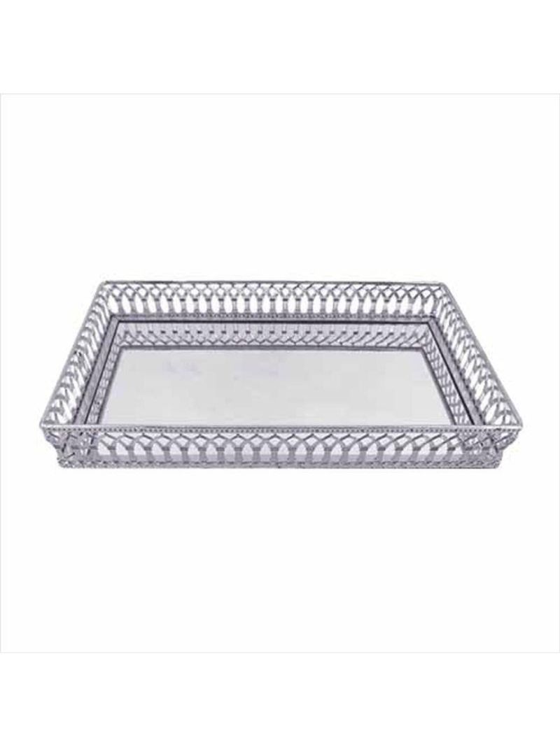 Bandeja espelhada retangular inox prata - adely decor