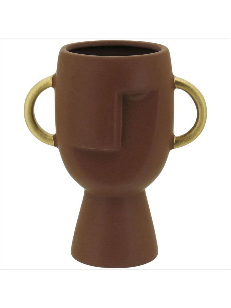 Vaso cerâmica marrom pasco - nh - 18x15x9cm