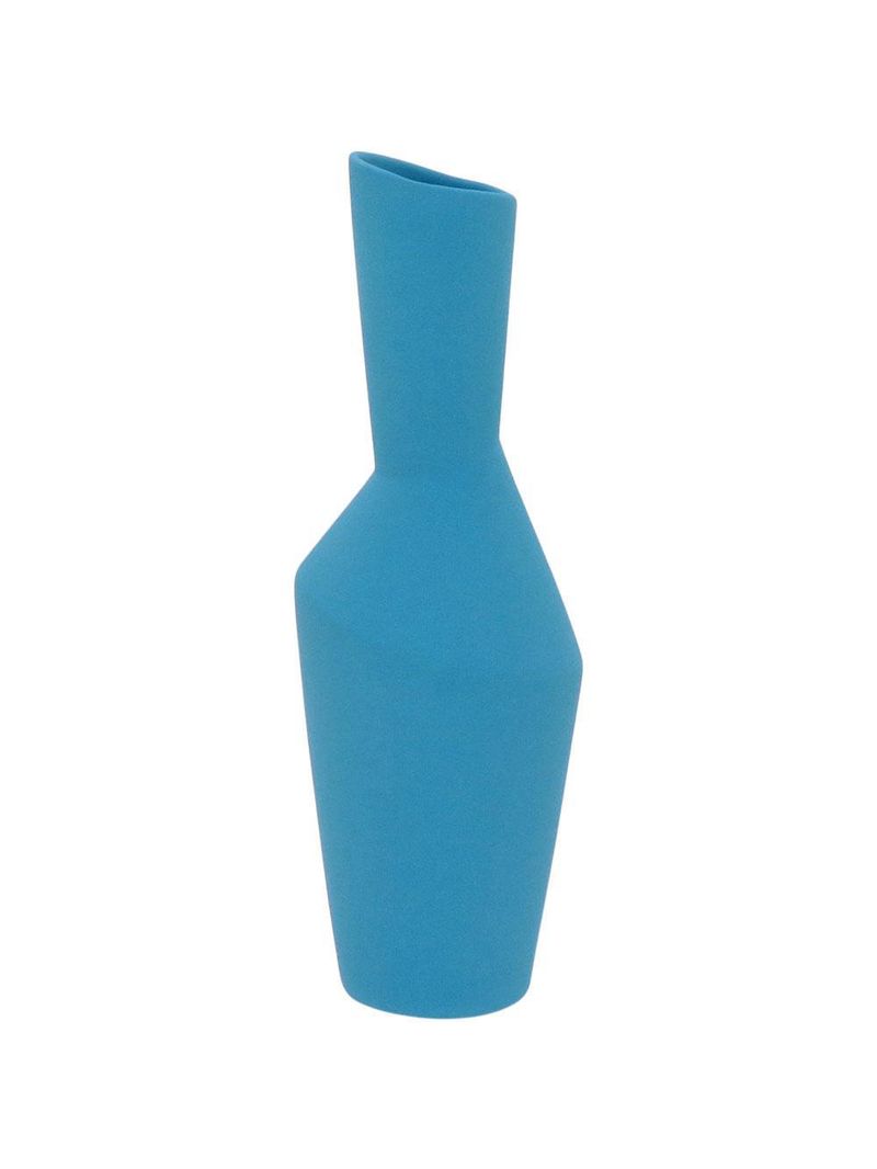 Vaso 27x10x10cm cerâmica azul phami