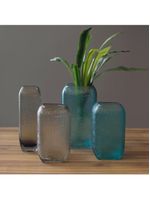 Vaso 20x13x13cm vidro azul gs