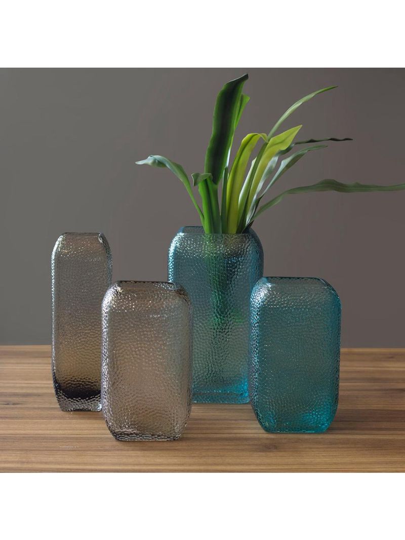Vaso 20x13x13cm vidro azul gs