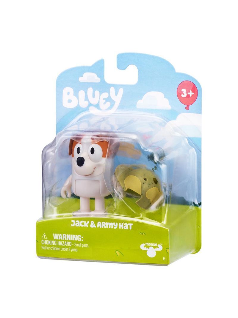 Boneco colecionável 6cm bluey - jack com chapéu de soldado