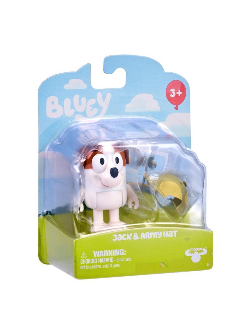 Boneco colecionável 6cm bluey - jack com chapéu de soldado