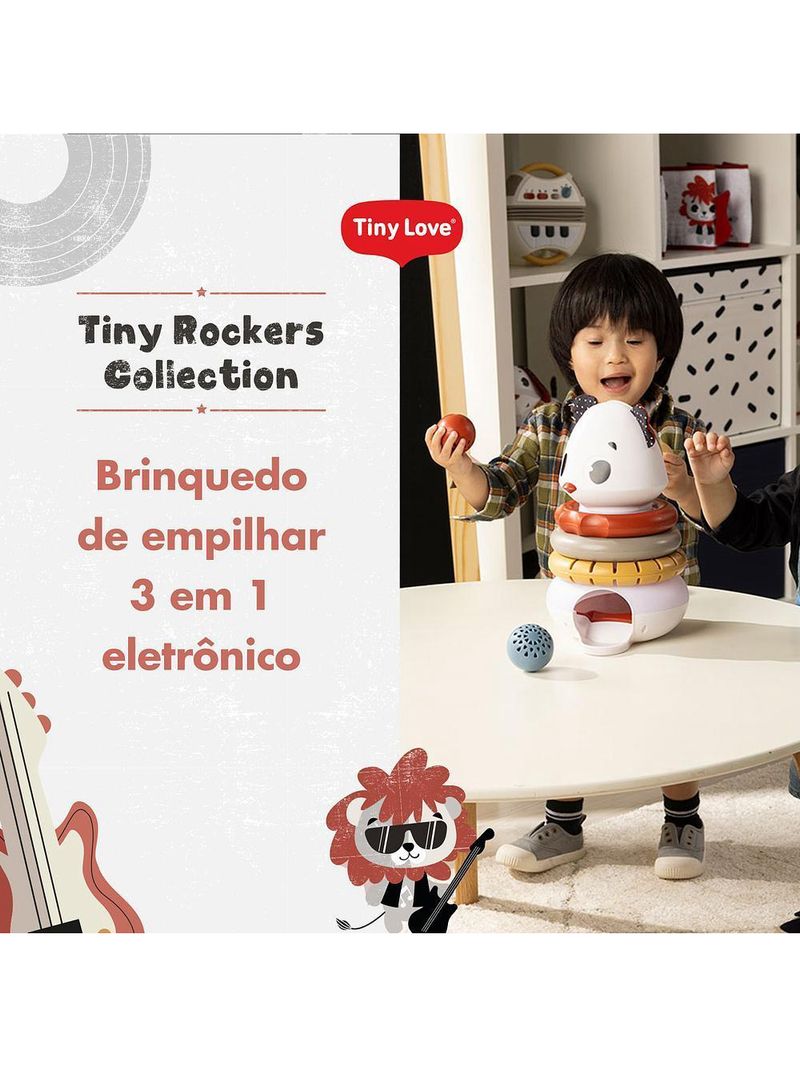 Brinquedo de empilhar 3 em 1 eletrônico panda tiny rockers - tiny love