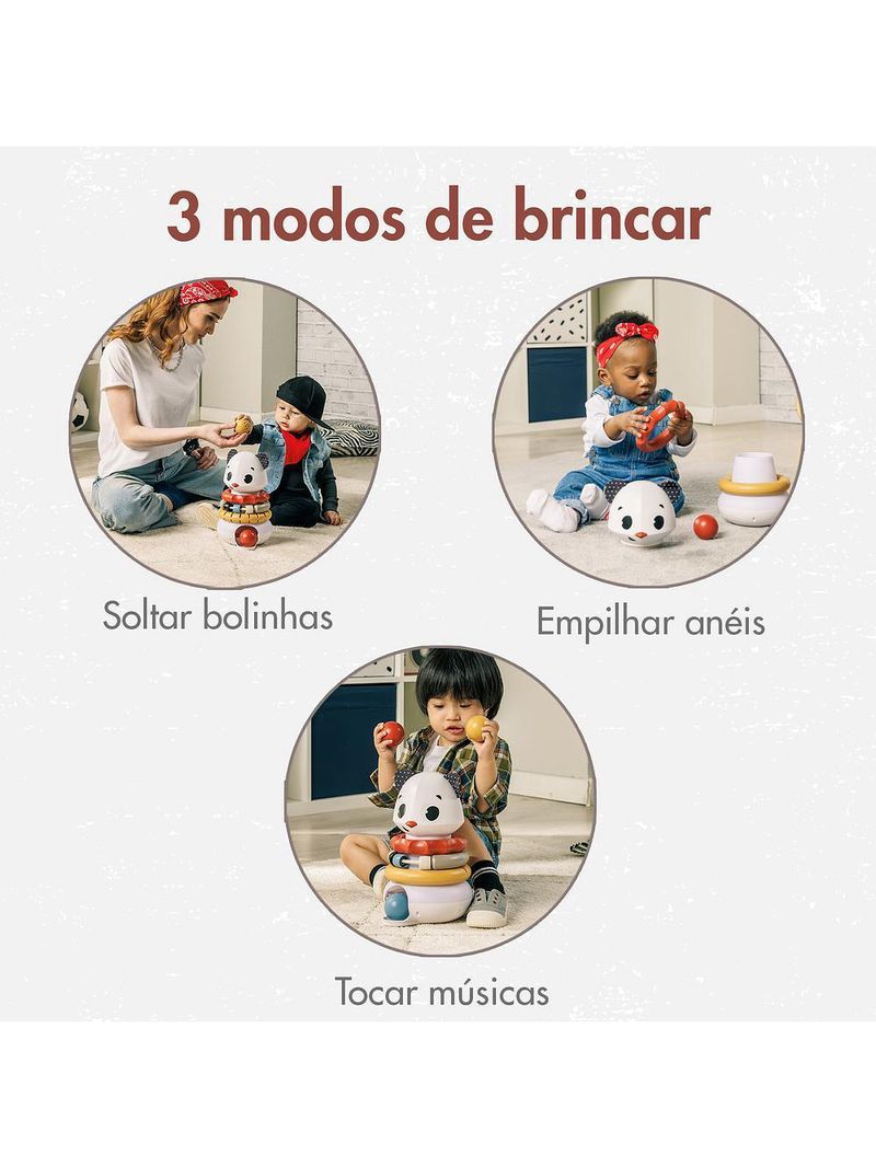 Brinquedo de empilhar 3 em 1 eletrônico panda tiny rockers - tiny love