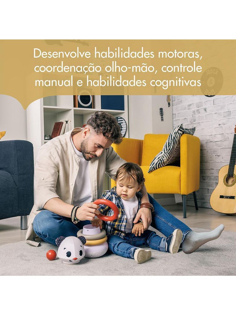 Brinquedo de empilhar 3 em 1 eletrônico panda tiny rockers - tiny love