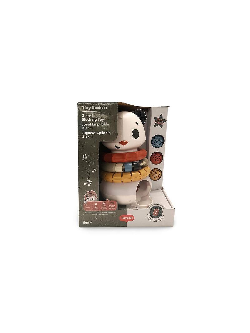 Brinquedo de empilhar 3 em 1 eletrônico panda tiny rockers - tiny love