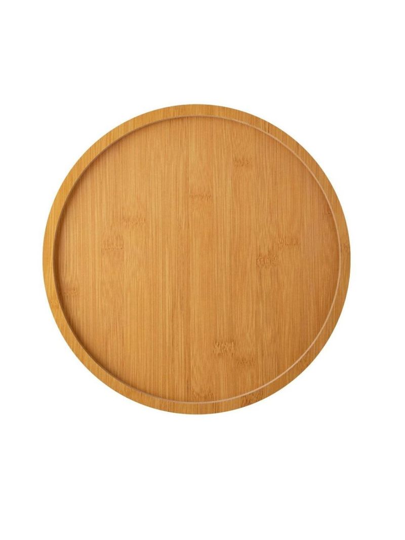 Conjunto bandeja redonda, saleiro e pimenteiro redondo bambu