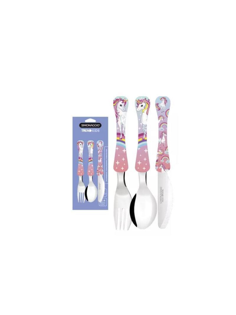 Conjunto unicornio  faqueiro, garrafinha e caneca divertida