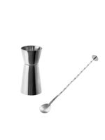 Dosador duplo e colher bailarina para drinks -  inox