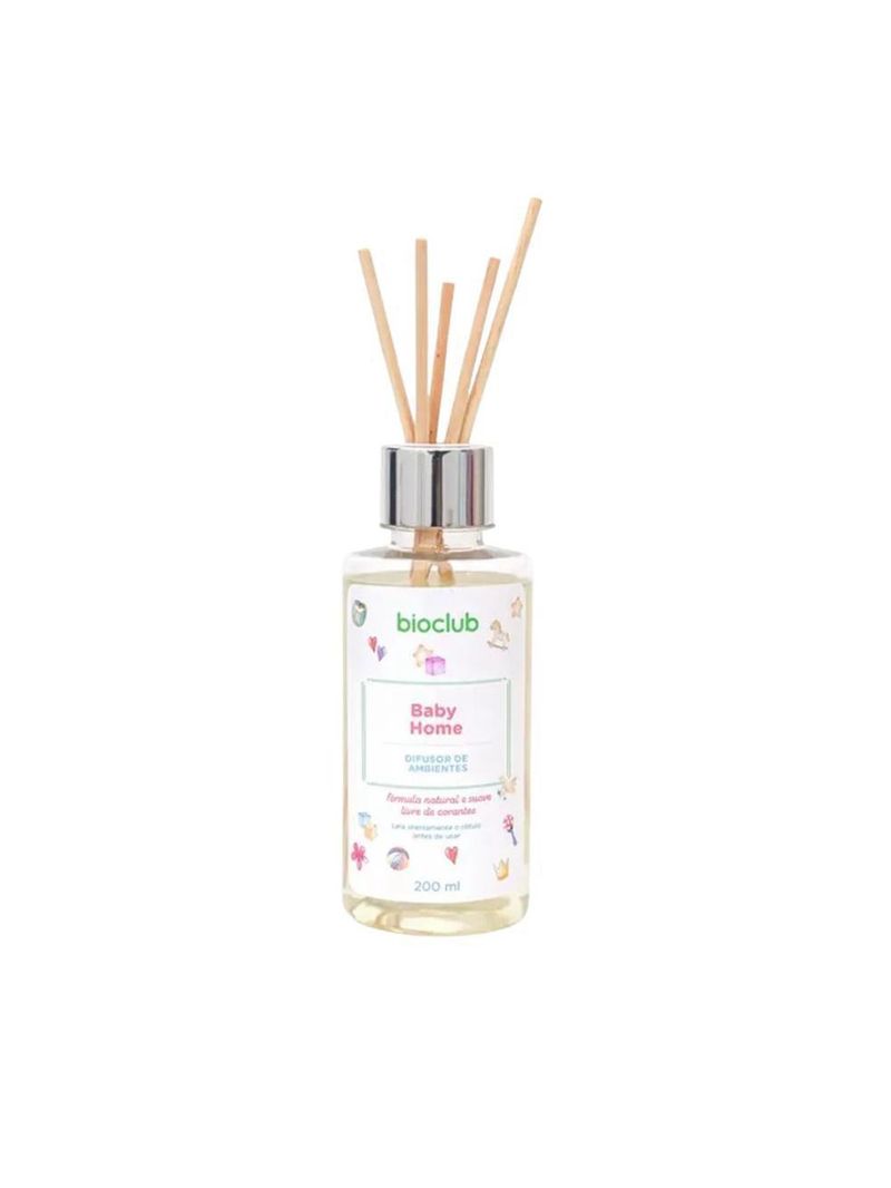 Difusor de ambientes com 5 bastões baby home 200ml - bioclub