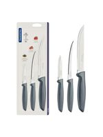 Jogo facas inox 3 peças plenus cinza tramontina