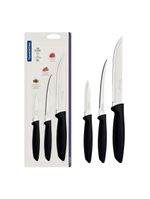 Jogo facas inox 3 peças plenus preto tramontina