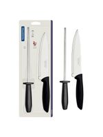 Jogo faca/chaira inox 2 peças plenus preto tramontina