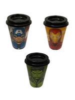 Kit 3 copos para cafe 320 ml tampa, avengers