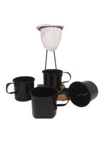 Kit de café egoista - individual - 4 canecas preta  - demolição - feito a mão