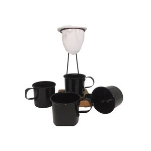 Kit de café egoista - individual - 4 canecas preta  - demolição - feito a mão