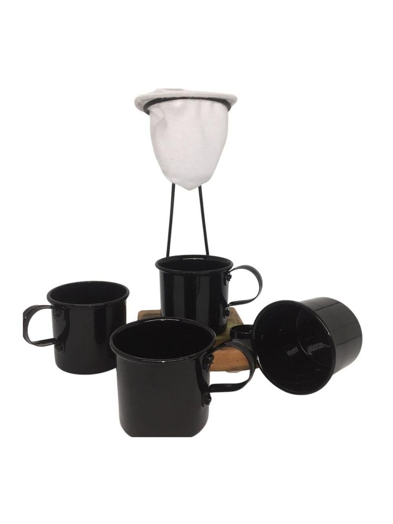 Kit de café egoista - individual - 4 canecas preta  - demolição - feito a mão