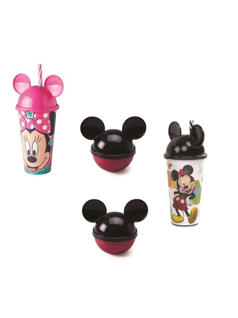 Kit copos minnie e mickey  orelhas e 2 potes com orelhas