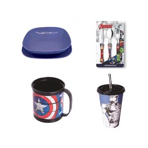 Kit refeicao capitao america - azul- copo colorir