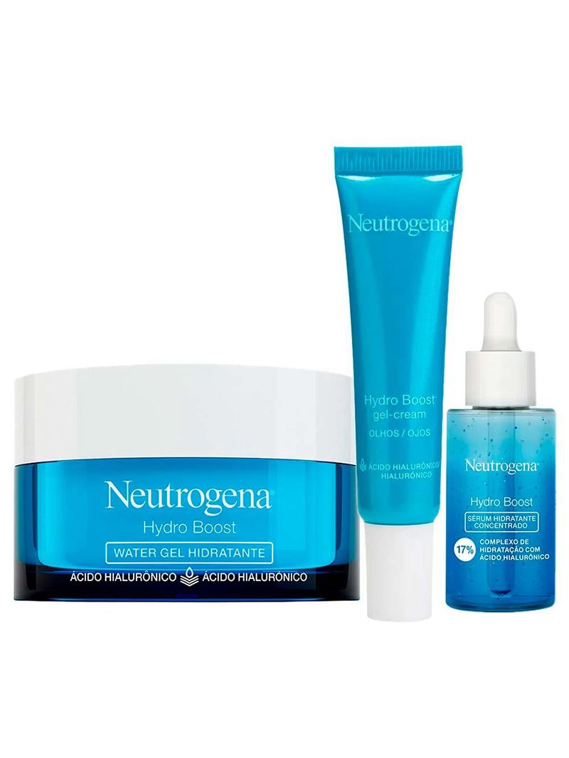 Neutrogena hydro boost kit – gel hidratante facial + gel creme para olhos + sérum