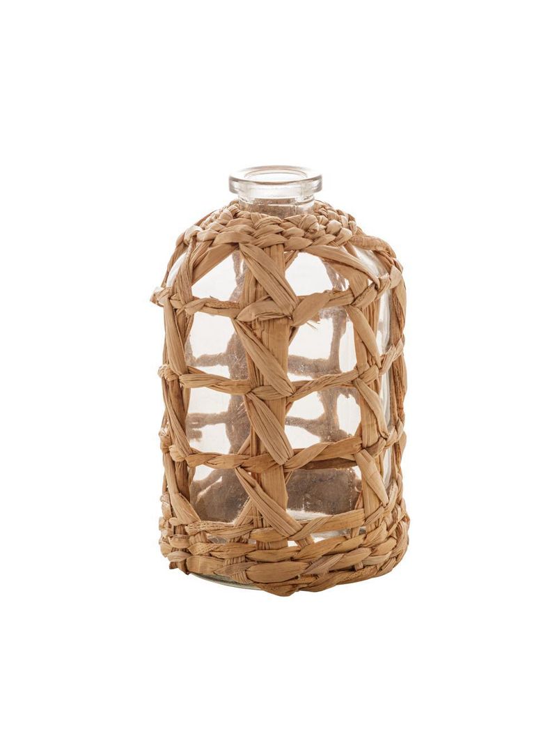 Vaso wolff de vidro e fibra natural 9cm x 15cm