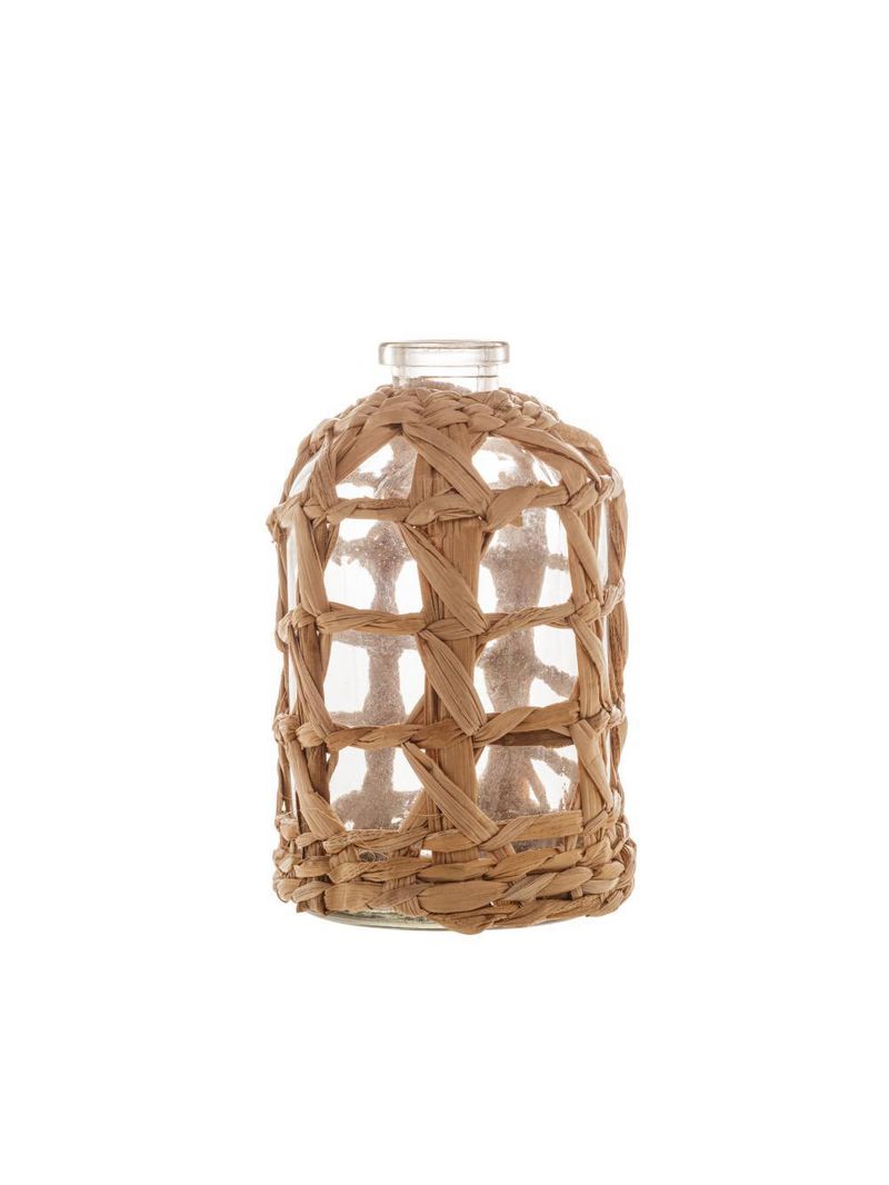 Vaso wolff de vidro e fibra natural 9cm x 15cm
