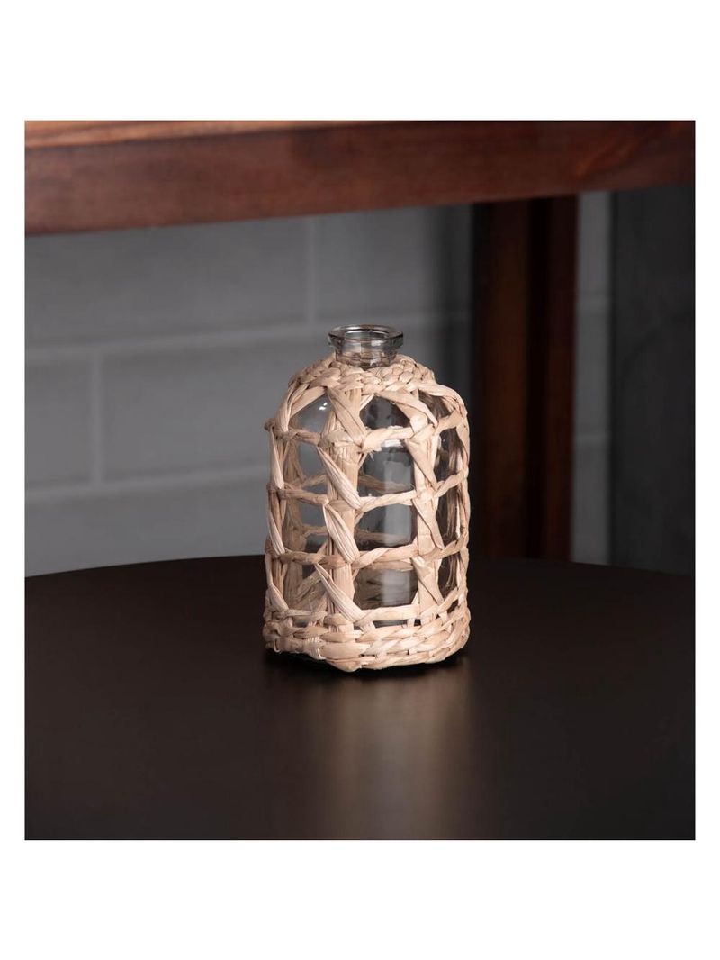 Vaso wolff de vidro e fibra natural 9cm x 15cm