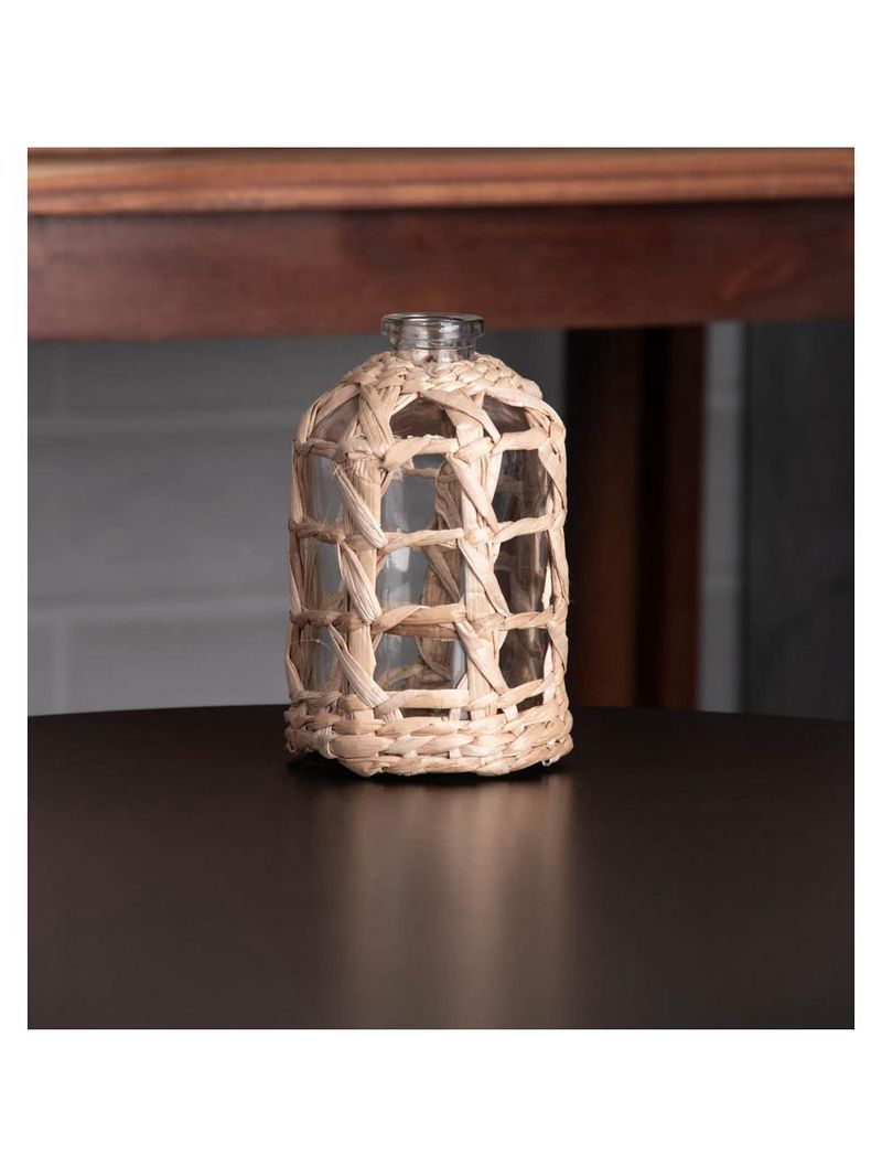 Vaso wolff de vidro e fibra natural 9cm x 15cm