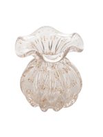 Vaso wolff italy de vidro transparente e dourado 10cm x 11cm