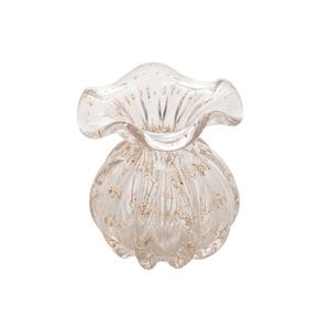 Vaso wolff italy de vidro transparente e dourado 10cm x 11cm