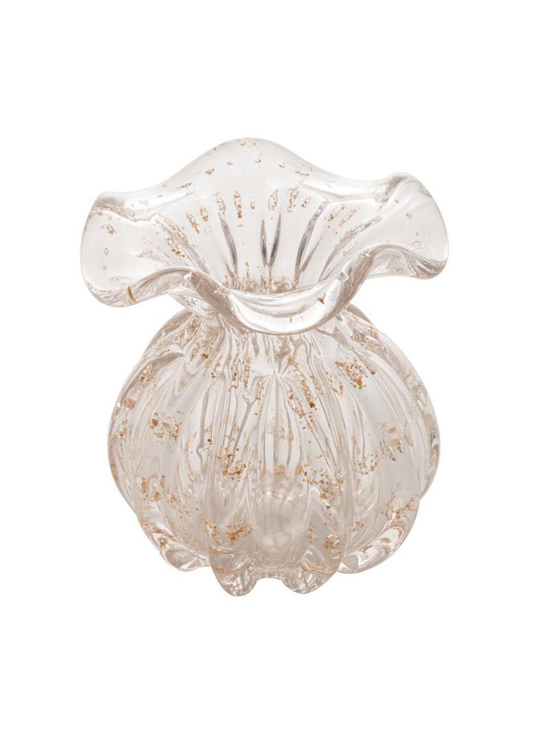 Vaso wolff italy de vidro transparente e dourado 10cm x 11cm