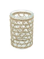 Vaso wolff de vidro e fibra natural 13x10cm