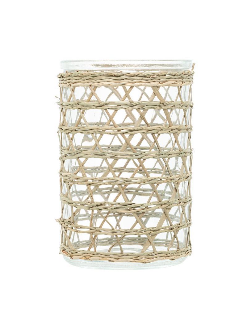 Vaso wolff de vidro e fibra natural 13x10cm