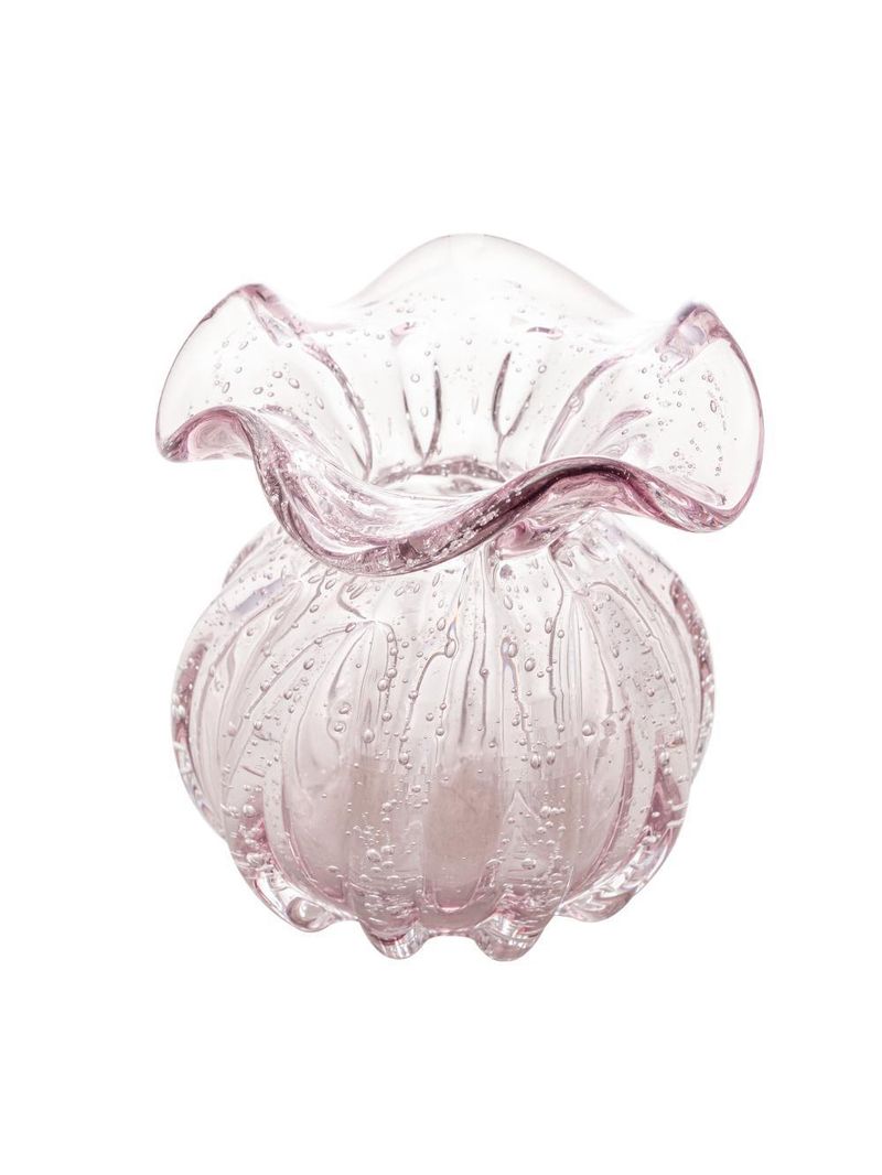 Vaso wolff italy de vidro rosa claro 10cm x 11cm