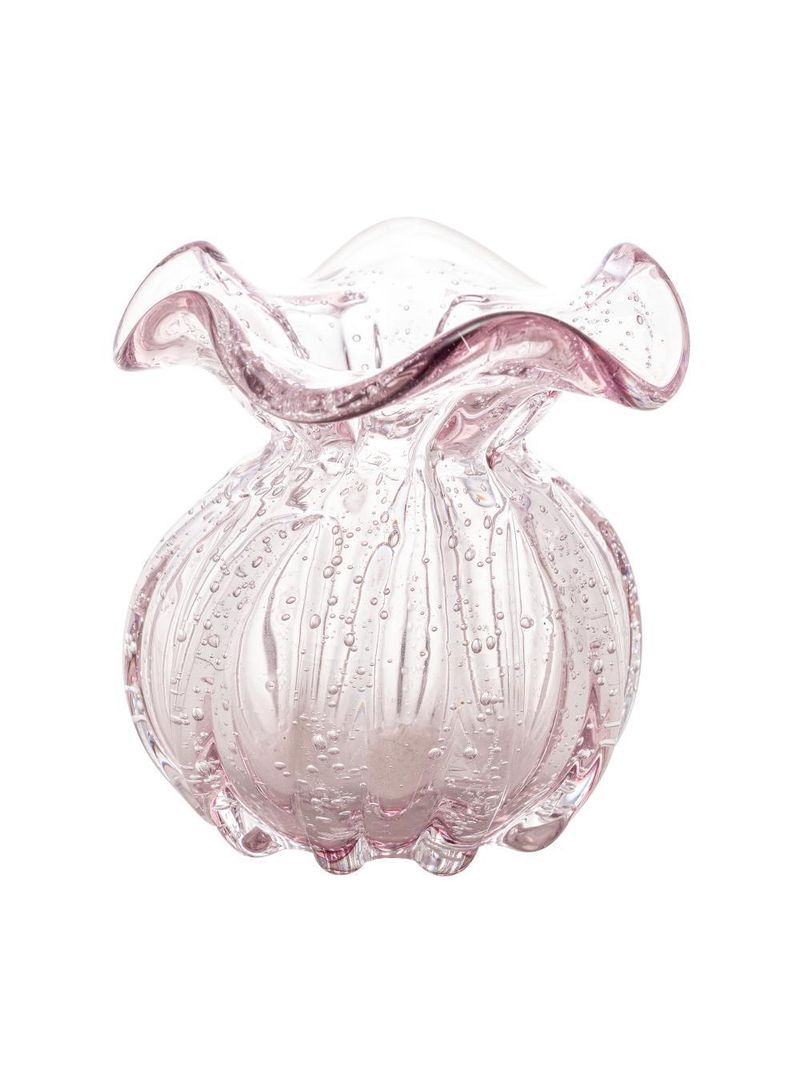 Vaso wolff italy de vidro rosa claro 10cm x 11cm