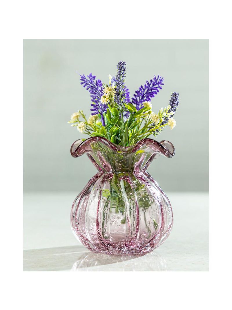 Vaso wolff italy de vidro rosa claro 10cm x 11cm