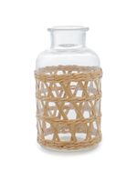 Vaso wolff de vidro e fibra natural 19,5x10cm