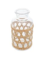 Vaso wolff de vidro e fibra natural 19,5x10cm