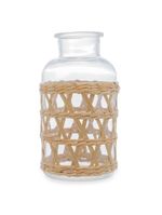Vaso wolff de vidro e fibra natural 19,5x10cm