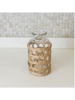 Vaso wolff de vidro e fibra natural 19,5x10cm