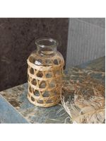 Vaso wolff de vidro e fibra natural 19,5x10cm