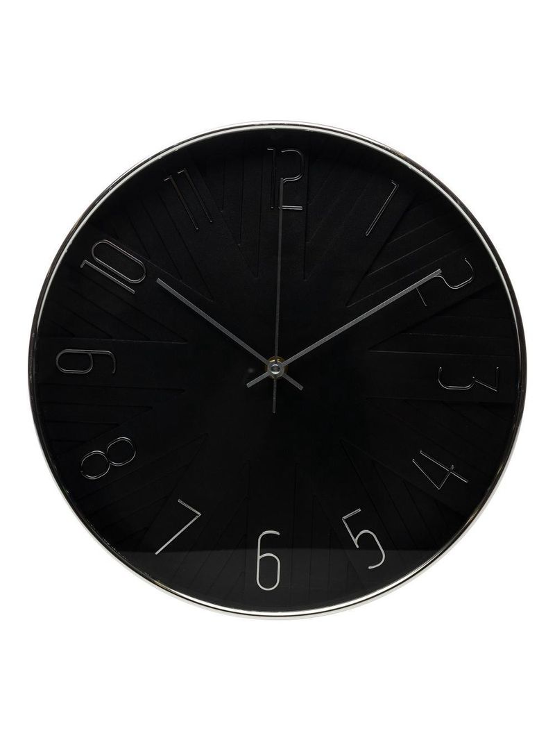 Relógio de parede wolff modern de plástico preto