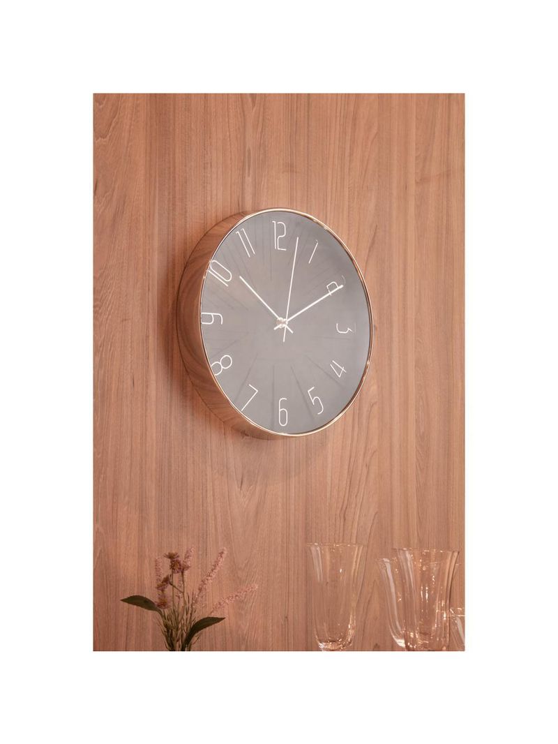 Relógio de parede wolff modern de plástico preto