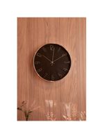 Relógio de parede wolff modern de plástico preto